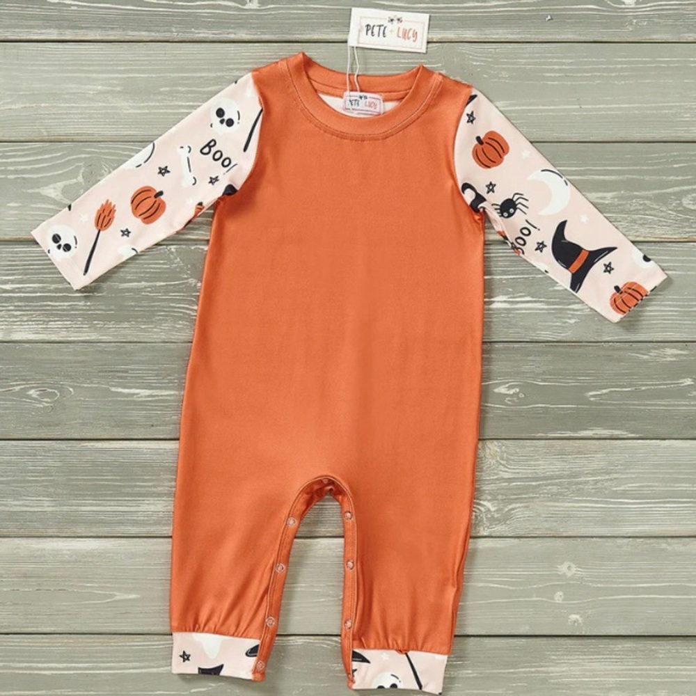 NWT Pete+Lucy Halloween Romper SPOOK-tacular Print